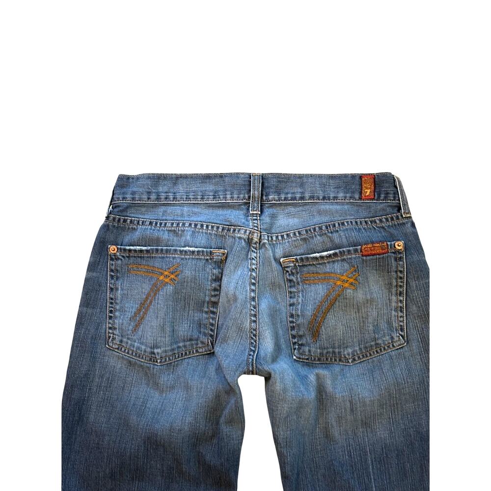 7 For All Mankind Dojo Jeans Womens Size 31 Blue Wide Flare Leg 100% Cotton Boho - Picture 3 of 9